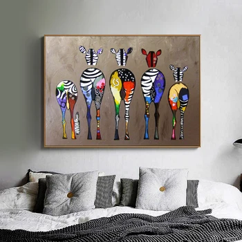 Zebra Audekls Mākslas Gleznas pie Sienas, Krāsains Dzīvniekiem Mākslas Izdrukas Āfrikas Dzīvniekiem, Mākslas Attēlus, kas Dzīvo RoomCanvas Krāsošana