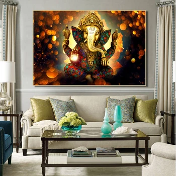 Mūsdienu Hinduisms Plakāti un Izdrukas Sienas Mākslas Audekls Gleznošanai Indijas Dieviem Ganeša Dekoratīvās Bildes viesistaba, Mājas Dekoru