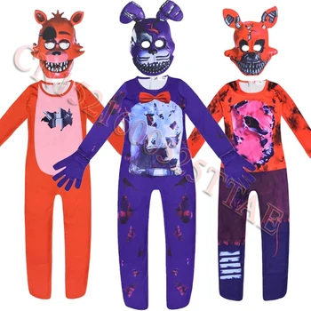 Piecas Naktis Freddy ir 4 FNAF Cosplay Kostīms Bērniem, Meitenēm, Šausmu Kostīmi Zēniem Bodysuit Bērniem Halloween Puse Apģērbi