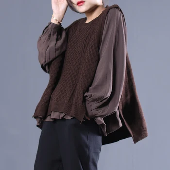 Sieviešu jauna rudens un ziemas plus lieluma korejiešu stilā literatūras viltus - divas gabals džemperis brīvs T-krekls