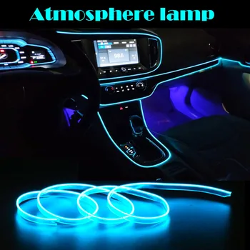 2m/3m/5m Auto 12V LED Aukstā gaismas, Elastīgu Neona EL Vadu Auto Lampas, Auto Auksts Gaismas joslas Līniju, Apdares, Lentes lampas