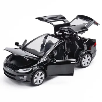1/32 Tesla Model X90 Sakausējuma Diecasts Automašīnas Modelis S Transportlīdzekļu Auto Pull Atpakaļ 6 Durvis Atvērtas Rotaļlietas Bērniem Dāvanu