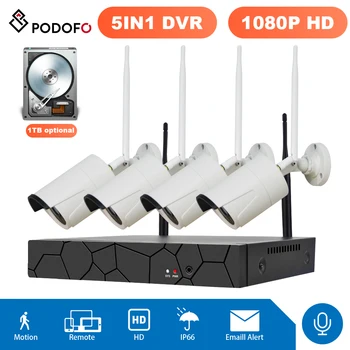 Potofo 4CH 1080P 1 TB 4 Gab 2MP VRR wifi IS-CUT Bezvadu Sistēmas Āra Kameras IP Drošības Sistēmu, Video Novērošanas Komplekts
