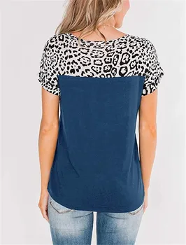 Streetwear Sieviešu Topi Leopards Drukāt Salaist Īsām Piedurknēm ar Apaļu Kakla Dāmas t-veida Krekls 2020. Gada Vasarā Jaunu Gadījuma Zaudēt Sieviešu T-krekls