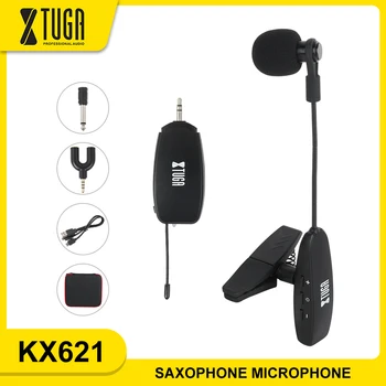 XTUGA KX621 Saksofonu UHF Bezvadu Instrumentu Mikrofons Kondensatora Mikrofons Clip Mic Gooseneck Bezvadu Pārraides Ragiem