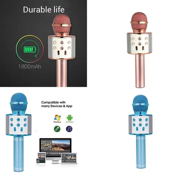 WS858 Bezvadu Karaoke Mikrofons Bluetooth Dziedāšanas Ierakstu Intervijas vai Bērni Mājās KTV Puse Rokas Mikrofons