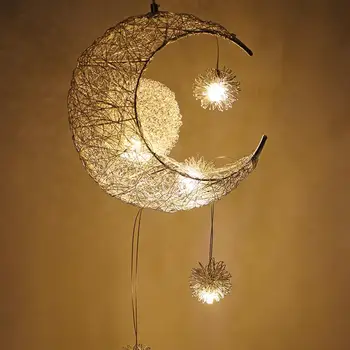 Mēness LED zvaigžņu lustra Guļamistaba Meitene istaba Bērnu istabas Lustra mūsdienu stila dekoru kulons spuldzes G4 Bērniem Spīdumi karājas