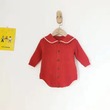Trikotāžas Jaundzimušo Bērnu Romper Bērnu Apģērbu, Vilnas Garām Piedurknēm Rudens Bērnu Jumpsuit Boy Zīdaiņu Toddler Meiteņu Drēbes (Dungriņi)