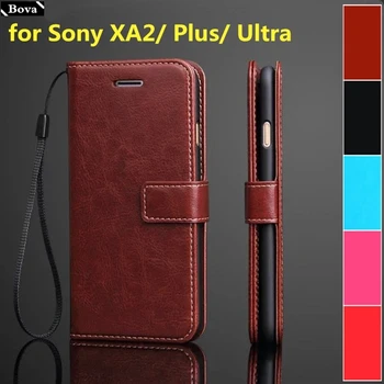 Kartes turētāja vāku lieta Sony Xperia XA2 / XA2 Plus / XA2 Ultra Pu ādas telefonu gadījumā seifa pārsegu aizsardzības gadījumā, somas