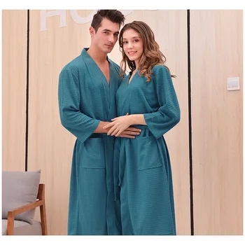 Pāris Vafeļu Kimono Drēbes Sleepwear Intīmas Apakšveļa Homewear Pavasara Summe Jaunas Mājas Apģērbu Peldmētelis Kleita Gadījuma Sleepwear