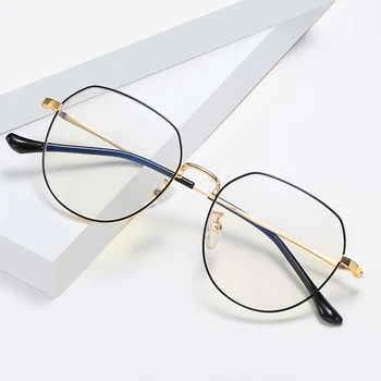 NĒ.ONEPAUL Sieviešu Staru Starojuma Spēļu Briļļu Rāmji, Metāla Unisex Anti Zilā Gaisma Brilles Drukāt Apaļā Rāmja Datoru Brilles