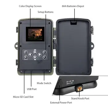 Šūnu Mobilo Medību Kamera 2G MMS, SMS, GSM 20MP 1080P Infrasarkano Bezvadu Nakts Redzamības Savvaļas dzīvnieku Medību Taka Kamera HC801M