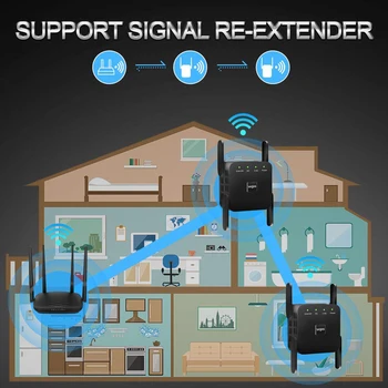 Bezvadu WiFi Repeater Extender 2.4 G/ 5G Wi-Fi Pastiprinātājs 300/1200Mbps Pastiprinātājs Lielu Maršrutētāju un Diapazona Signālu Repeator AC Ultraboost