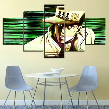 JoJo Dīvaino Piedzīvojumu Anime Jotaro Kujo Attēlu Plakātu HD Izdrukas Audekls 5 Gabali Sienas Māksla, Glezniecība, viesistaba, Mājas Dekoru