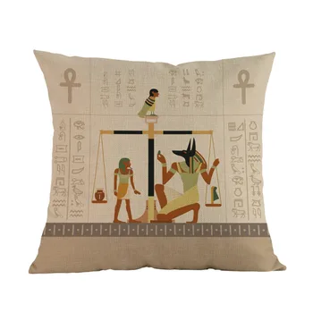 Senās Ēģiptes Murals portrets Hieroglifu Faraons Horus Acs Dieviem Mest Spilvens Gadījumā Mājas Galerija Dīvāns Dekoratīvs Spilvens Segums