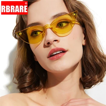 RBRARE Modis viengabala Saulesbrilles Sieviešu Vintage Kaķa Acs, Saules Brilles Konfektes Krāsa Caurspīdīga Okulary Iepirkšanās Brīvdienas Oculos