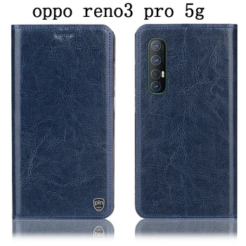 Īstas ādas pārsegu statīvs gadījumā OPPO Reno 3 Pro 5G flip gadījumā, ja kartes turētājs OPPO Reno 3 5G telefonu gadījumā maksts