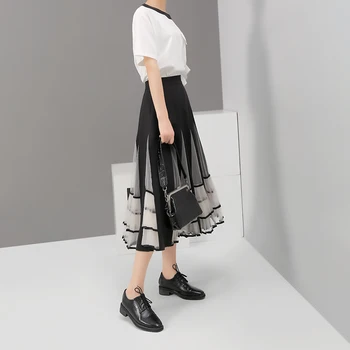 Jaunā Korejiešu Stilā Sieviete Ar Augstu Vidukli, Melni Svārki Acs Raibs-Line Atpakaļ Rāvējslēdzēju Dāmas Stilīgs, Elegants Svārki Ikdienas Stila 5409