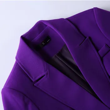 Purpura Jostu Sievietes Ziemas Tērps Slim Temperaments garām Piedurknēm Žakete un Bikses Biroja Dāmas Modes Biznesa Darbam Valkā
