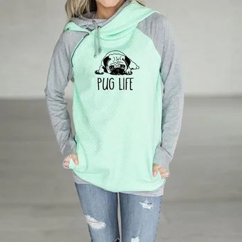 Jauno Modes Gadījuma Mopsis Dzīves Burtiem Drukāt Kapuci sporta Krekli sieviešu kokvilnas grafiskais suns mīļāko gudrs kawaii puloveri tumblr mākslas augšu