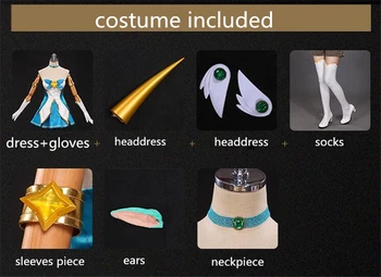 LOL Spēli Cosplay Zvaigžņu Aizbildnis Burvju meitene Spilgtumam, Soraka Cosplay kostīmu Vienādu Sieviešu kleita, kostīms, Kleita+Cimdi+Zeķes